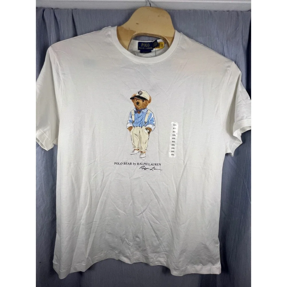 Polo Ralph Lauren Polo Bear White Graphic‎ T-Shirt Classic Fit Mens XXL New